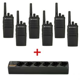 Pack de 6 walkie talkies Motorola XT420 + 1 cargador de 6 posiciones 