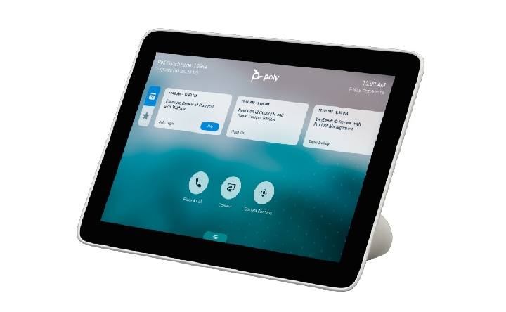 Poly Studio TC8  Elegante y legible gracias a su gran pantalla, puede integrarse fácilmente en cualquier sala