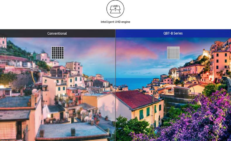 Calidad mega nítida con la pantalla de Samsung QBT